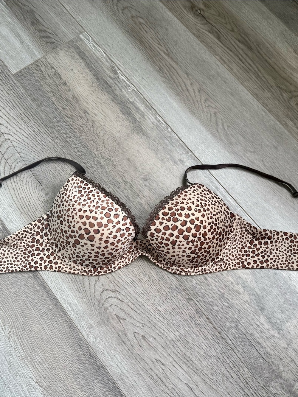 Calvin Klein Leopard Print Push-Up Bra - Beige/Brown